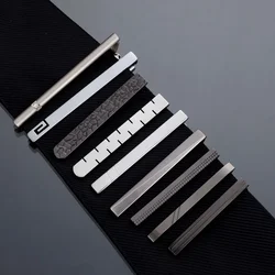 Men's Black Metal Tie Clip Bright Chrome Stainless Steel Jewelry Necktie Clips Clasp Clamp Wedding Charm Creative Gifts