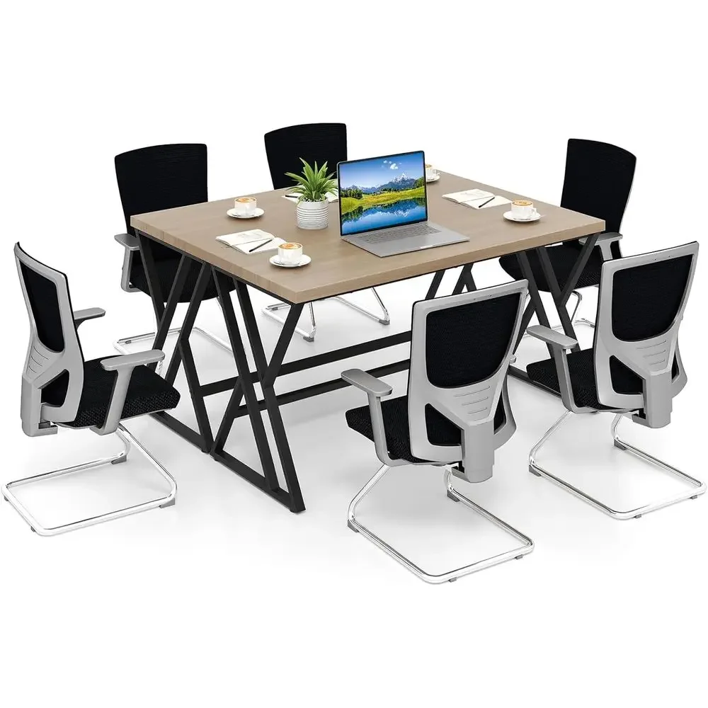 

48 Diameter x 59 Wide Z-Leg Grey Oak Conference Table for 4-6 People