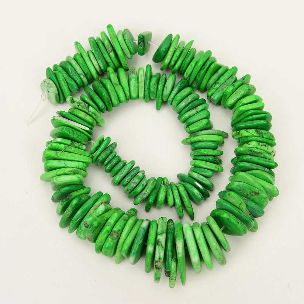APDGG Natural 3x9-4x22mm Freeform Square Green Turquoise Gems Stone Loose Beads 15\'\' Strands Jewelry Making DIY