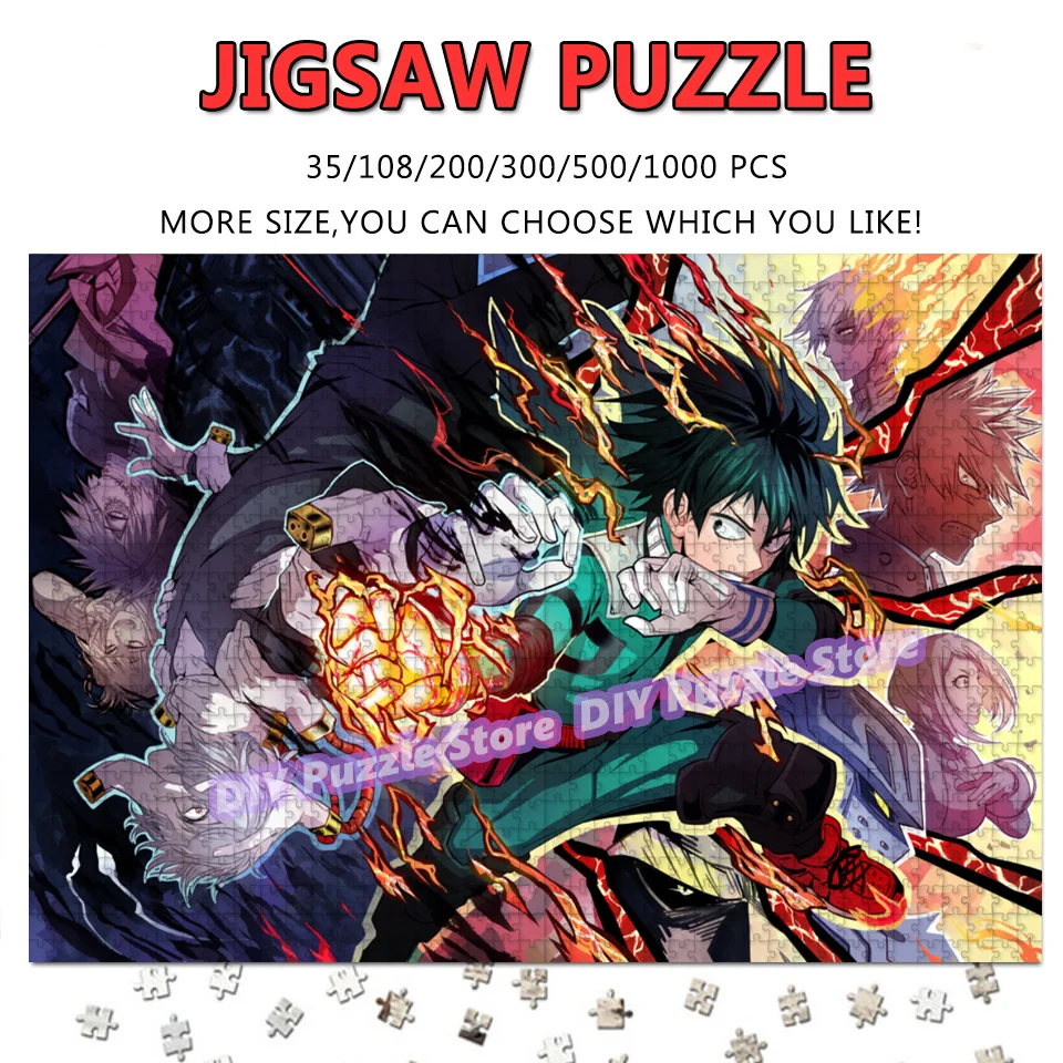 

Izuku Midoriya Katsuki Japanese Anime Characters Print Puzzle My Hero Academia Jigsaw Puzzles Family Stress Relief Toys Gifts