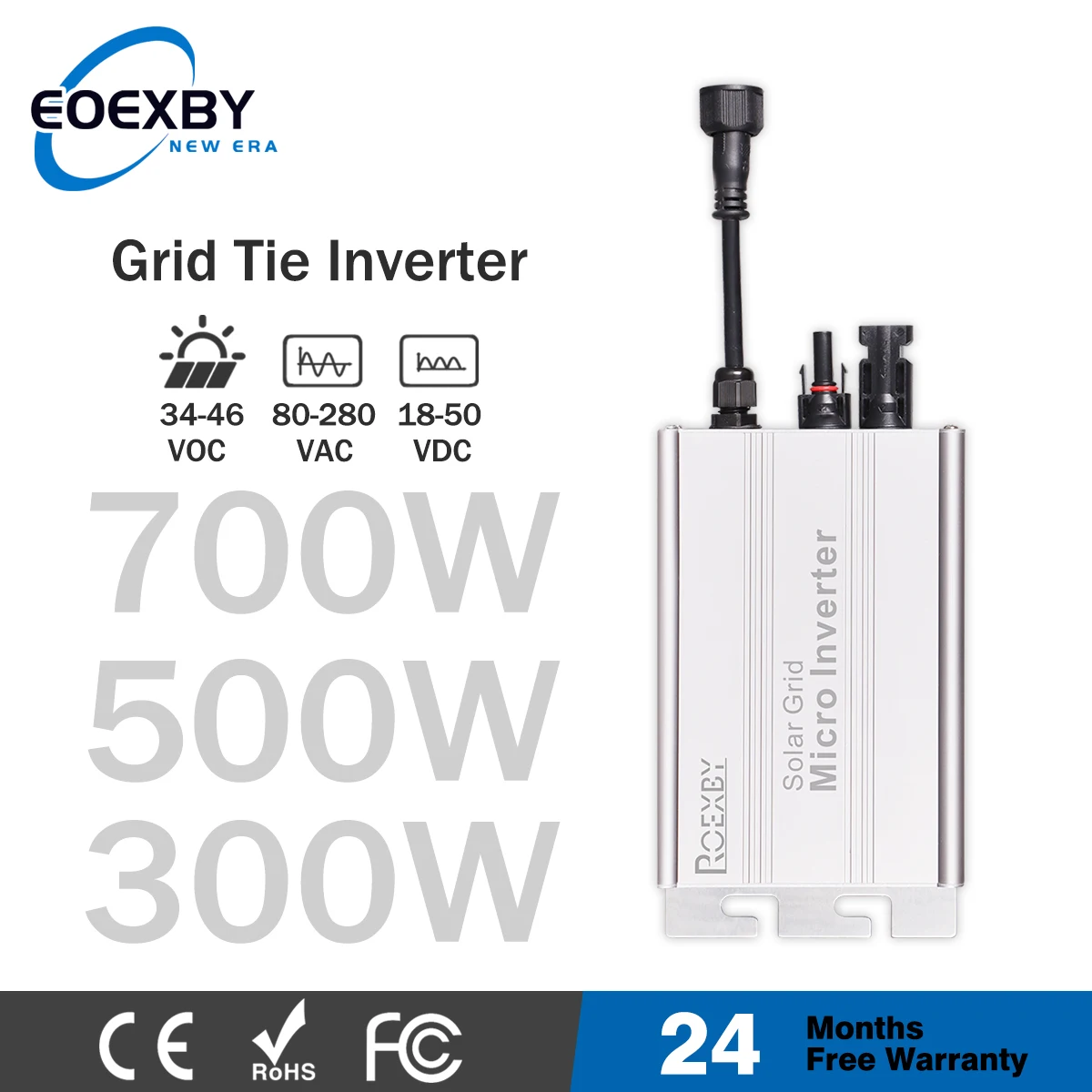 Eoexby-micro Inversor Solar Grid Tie Sistema Micro pv Inteligente Mppt dc 18v50v para Saída ac 120v 230v 300w 500w 700w