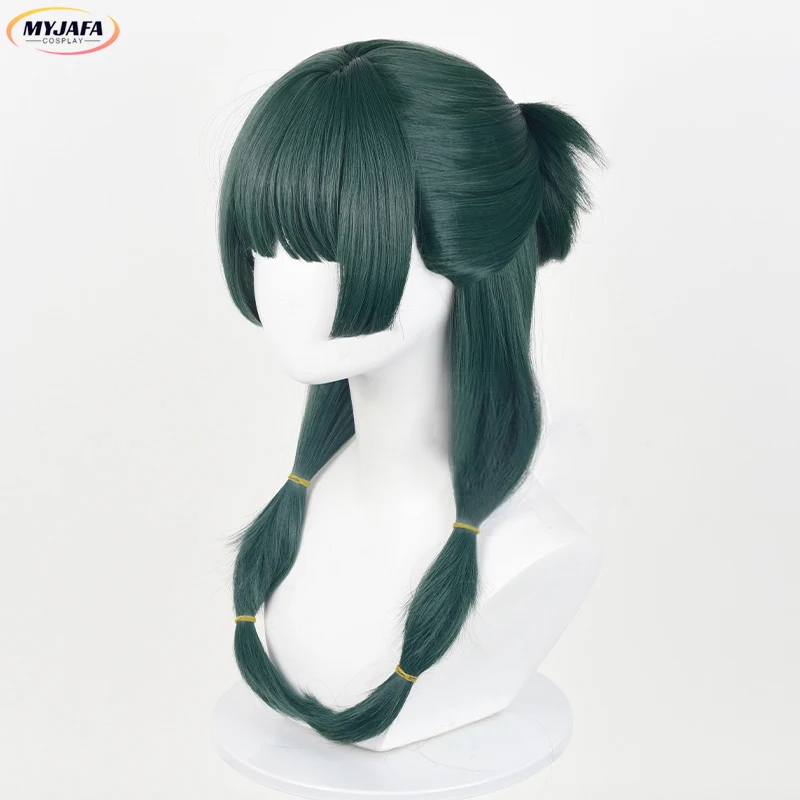 Anime Maomao Cosplay Wig Long Dark Green Scalp Wig Heat Resistant Synthetic Hair Party Unisex Wigs + Wig Cap