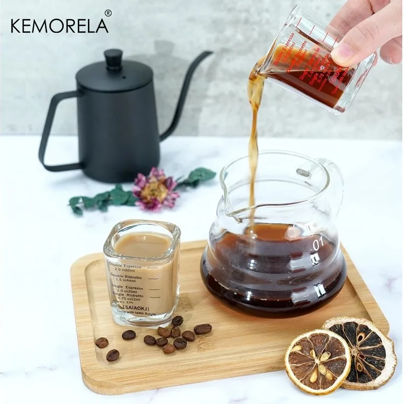 Espresso 2PCS Coffee Ounce Roasting Measuring Cup Glass 60ML Square Thickened Ounce Graduated Concentrated Simple Heat-resistant