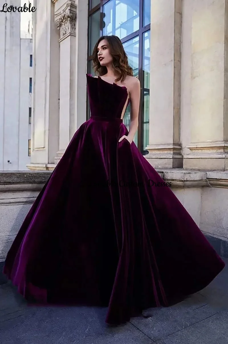 Customized فساتين سهرة A-Line Strapless Floor-Length Ruffle Luxury Evening Dresses Sleeveless Zipper Up Elegant Dresses For Wome