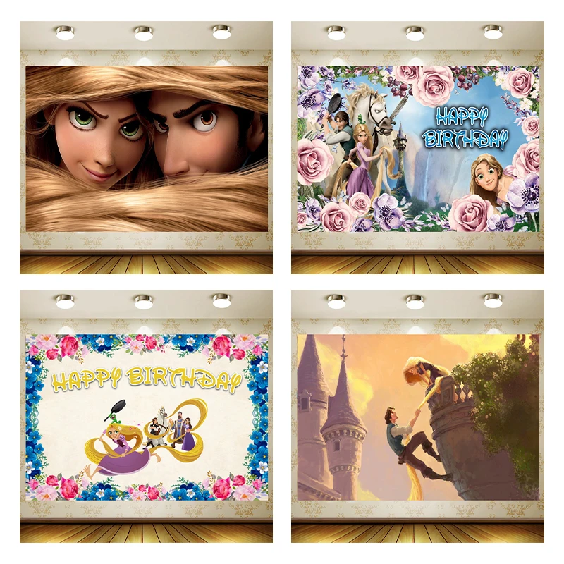 

Tangled Rapunzel Backdrop Children Birthday Party Supplies Kid Cartoon Decoration Wall Decor Customized Baby Shower Background