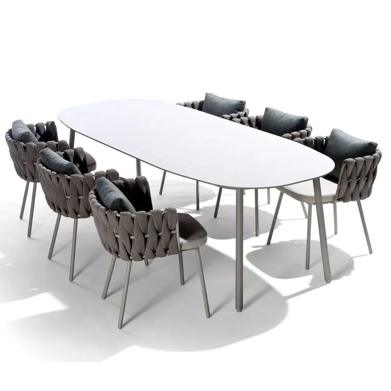 

Nordic outdoor rattan chairs courtyard combination garden furniture open-air balcony tables and chairs waterproof villa outdoor