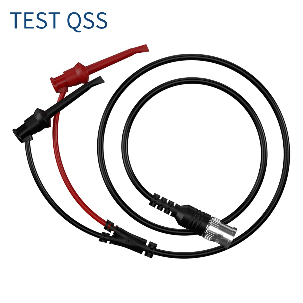 QSS 100CM Insulated BNC Male to Dual Test Hook Clip Low Loss Coaxial Cable Test Lead Connector for Oscilloscope Q.70048