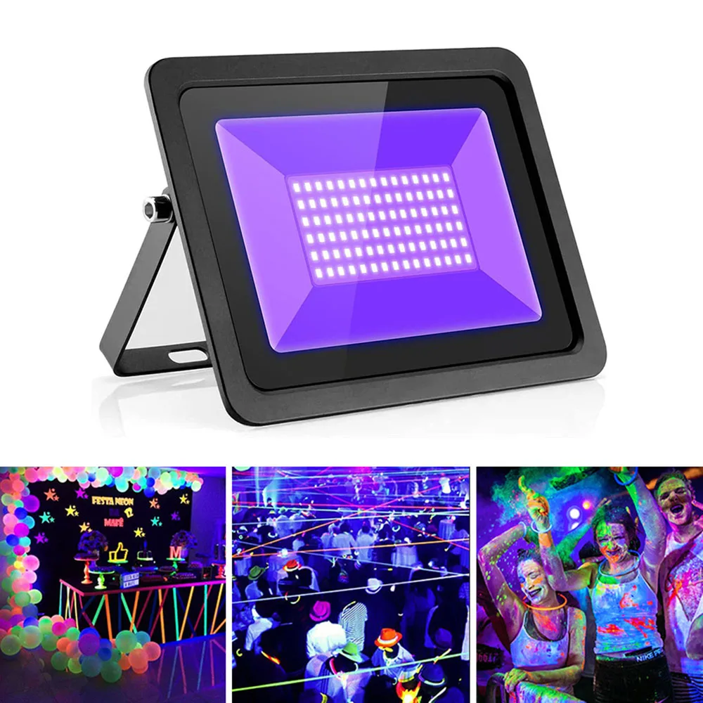 100W 50W 30WLED UV Floodlight Lights Stage Blacklight Ultraviolet Flood Effect Light for Halloween Xmas Dance DJ Disco Party Bar