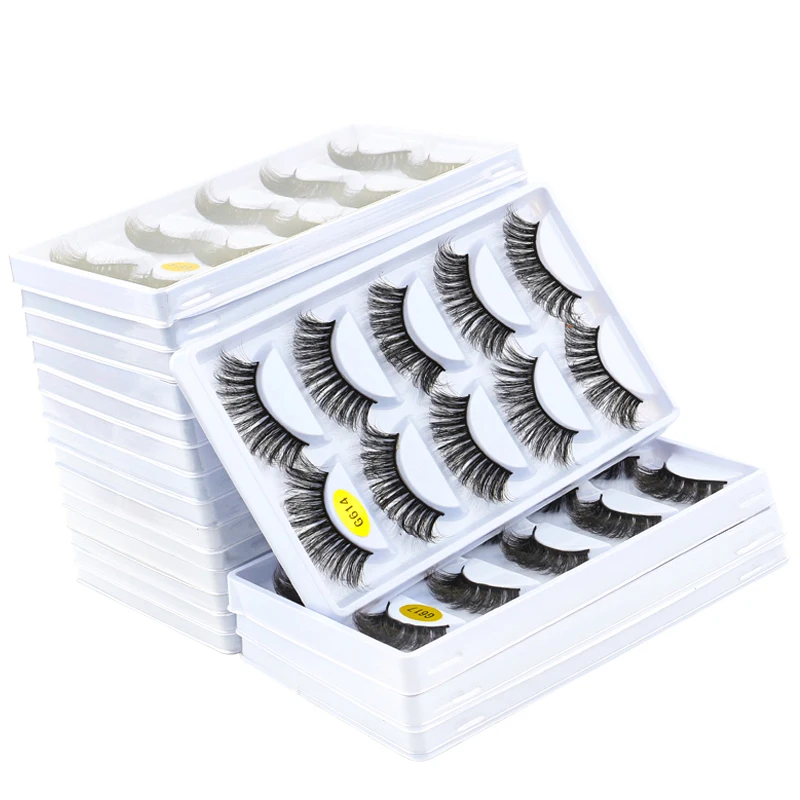 5 pares 3d falso vison cílios naturais cílios postiços dramáticos fofos macios finos volume cruz reutilizável cílios makup ferramentas