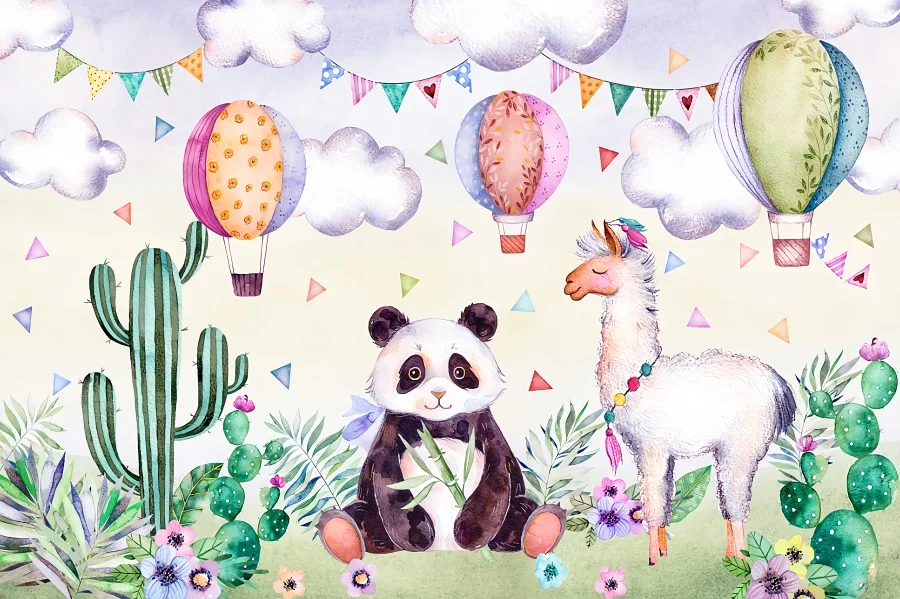 Background For Photography Baby Birthday Party Room Decro Kids Wild One Animals Panda Sheep Backdrop Photozone Photophone Props