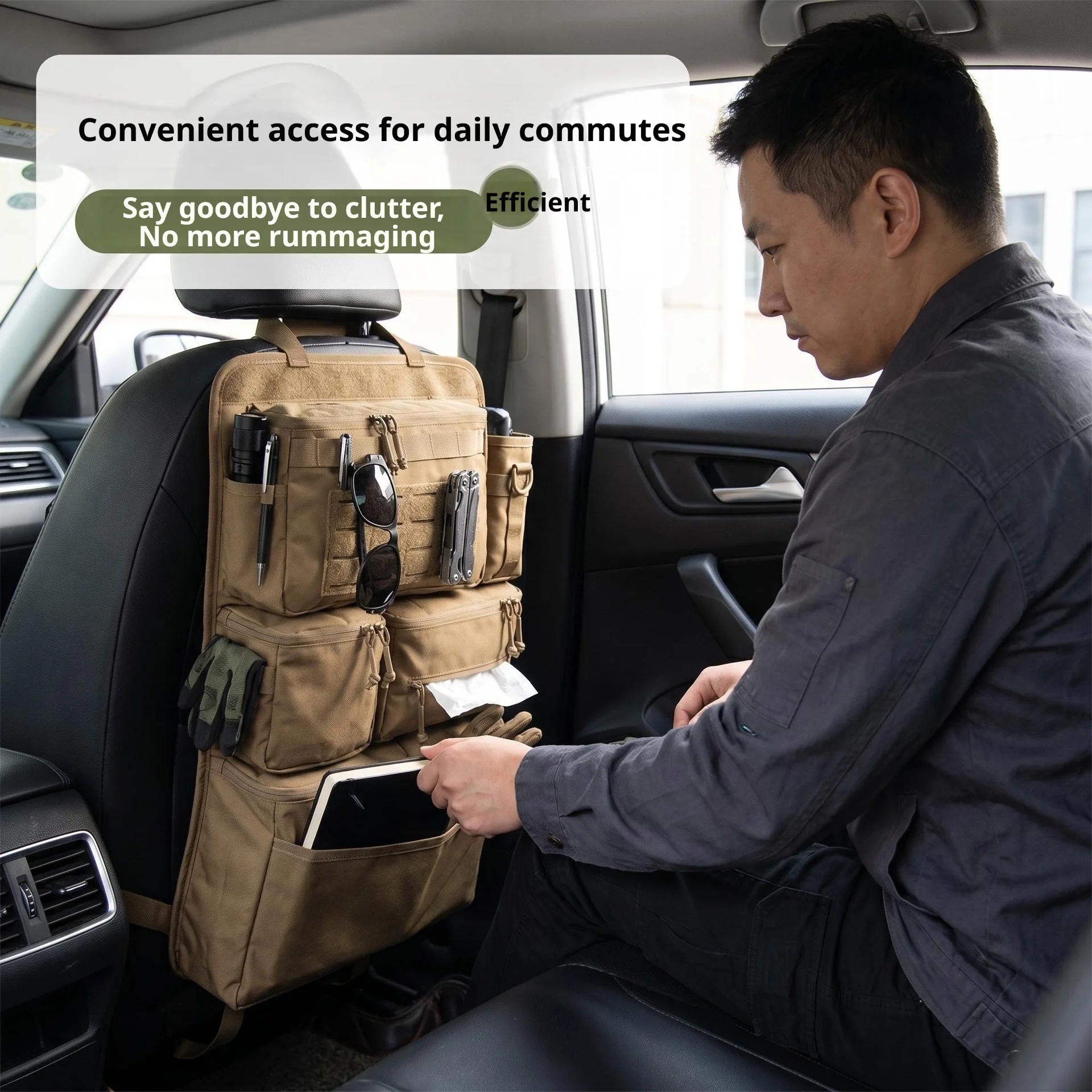 Taktische Aufbewahrungstasche für Auto-Rücksitze, Multifunktionaler Gepäck-Organizer und Aufbewahrungstasche, Hängende Rücksitztasche für Roadtrips – Detail 3