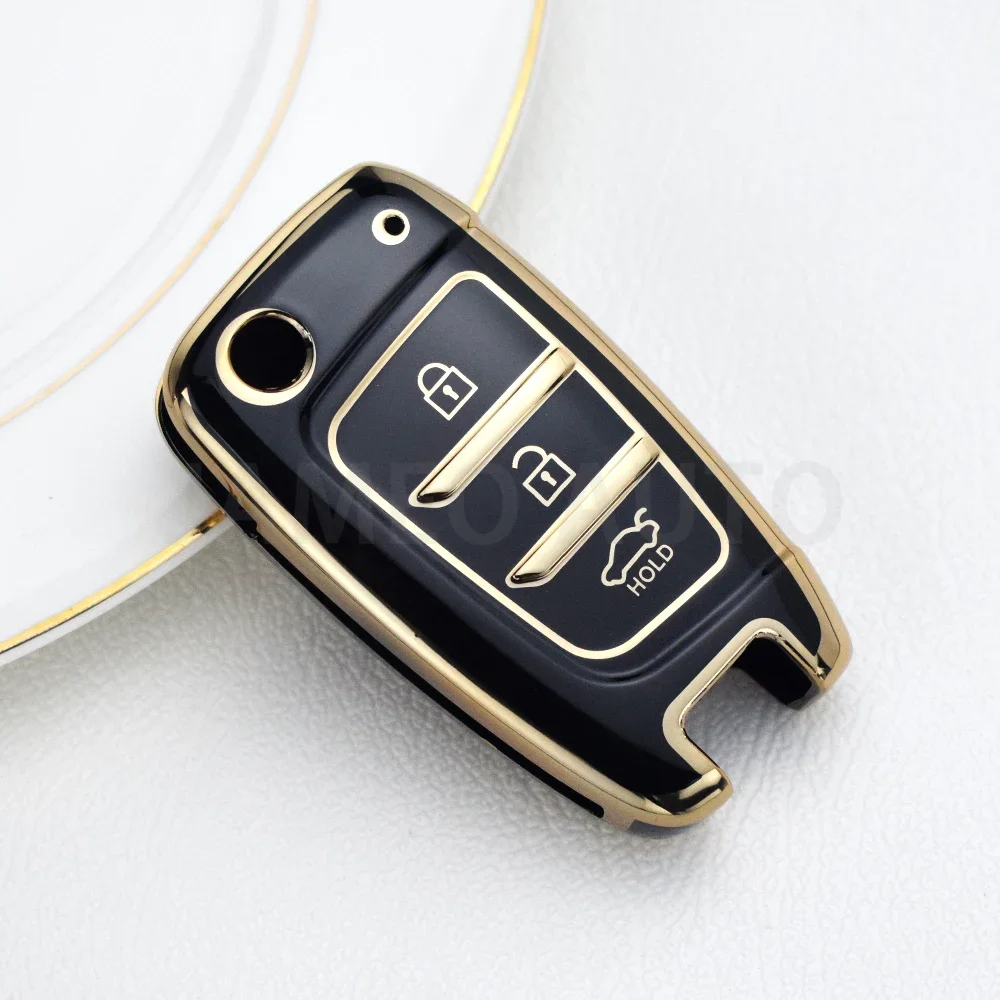 لشركة هيونداي توكسون I30 I35 I40 كونا إلنترا سولاريس جينيسيس سانتا في أزيرا بولي TPU سيارة الوجه مفتاح غطاء فوب حامل قذيفة #3