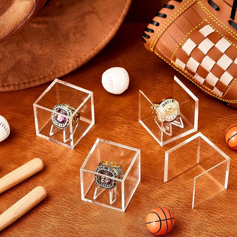 Championship Ring Display Case Clear Acrylic Display Case Mini Acrylic Easel Stands Challenge Coin Holder