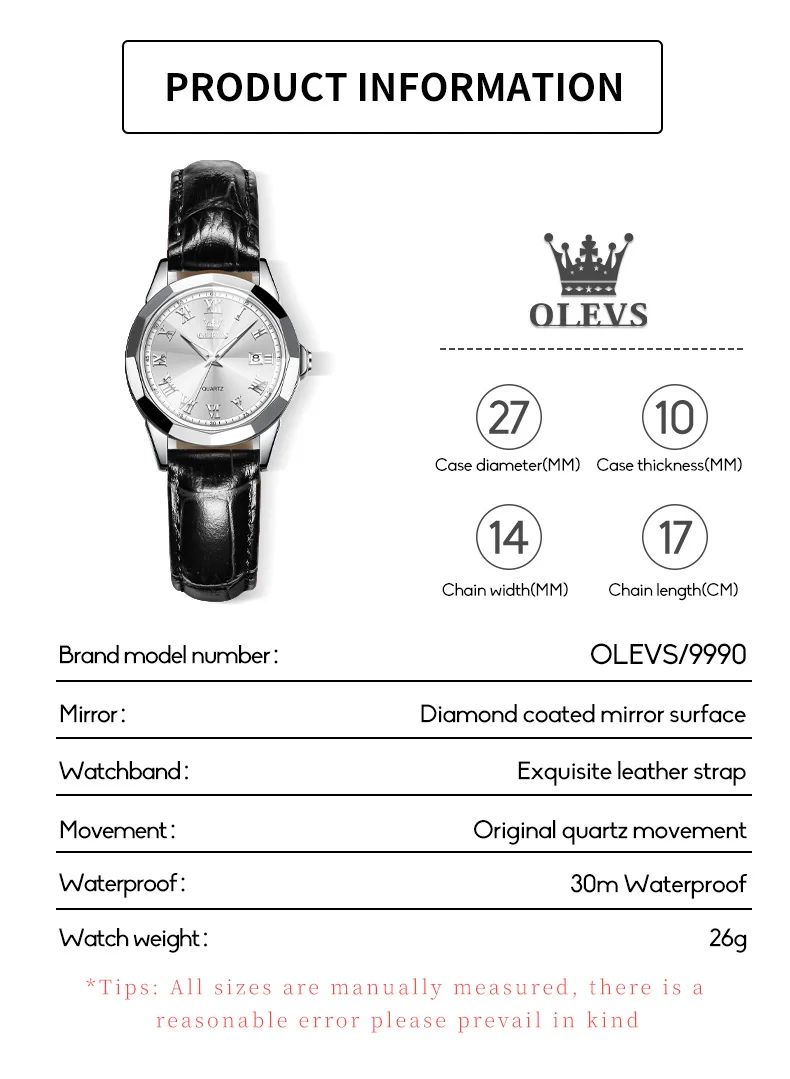 OLEVS New High Quality Women Quartz Watch Original Leather Strap Waterproof Women Wrist Watches Casual Fashion Watch for Women