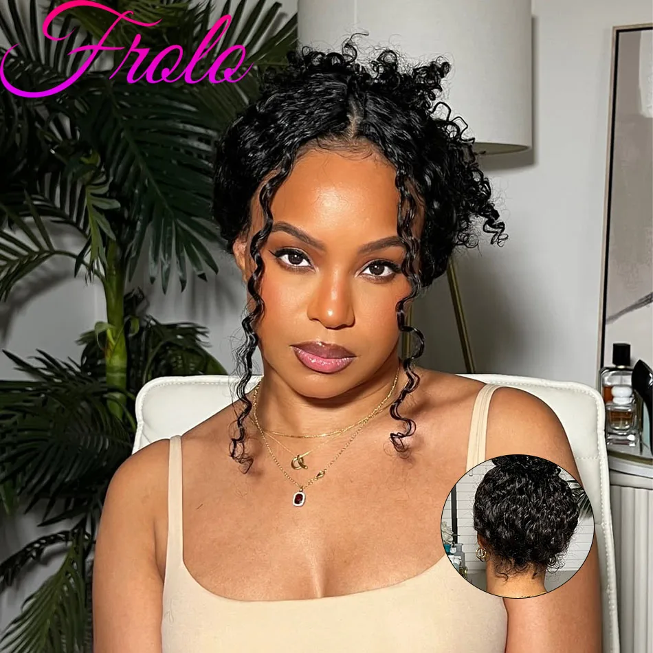 250 밀도 딥 웨이브 인비저블 스트랩 360 풀 레이스 가발 인모 내추럴 블랙 곱슬 가발 레이스 프론트 가발 인모 38인치