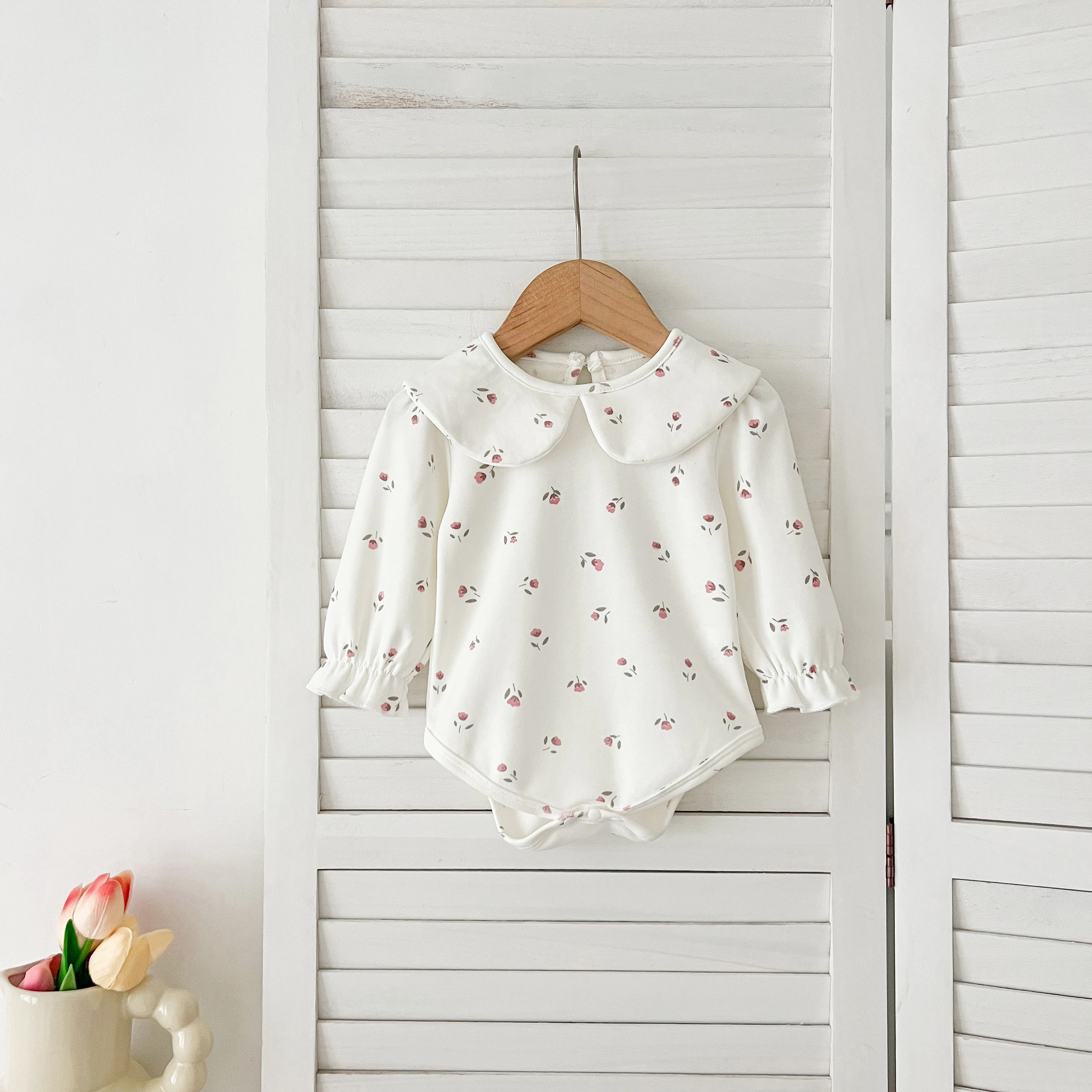 Herbst 0-24M Baby Mädchen Kleidung Kleinkind Baby Jungen Mädchen Strampler Weiß Infant Baby Mädchen Overall Frühling blume Punkte Baumwolle Strampler – Detail 4