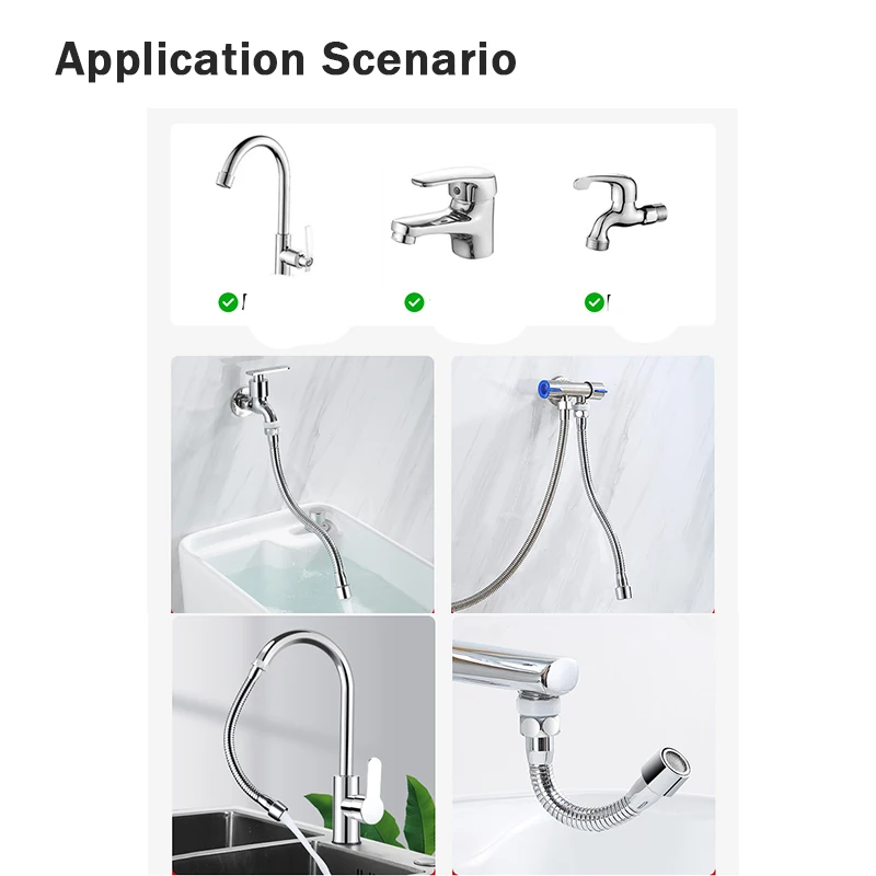 Universal Faucet Extender 360 Degree Rotating Anti-Splash Head Nozzle Aerator Bendable Sink Extension Hose Kitchen Accessories