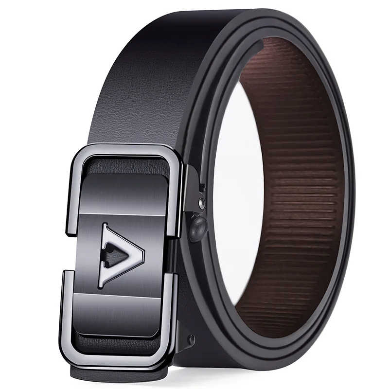 Новый модный мужской ремень беззубик с автоматической пряжкой, ремень из сплава с надписью для деловой моды, мужской ремень высокого качества
