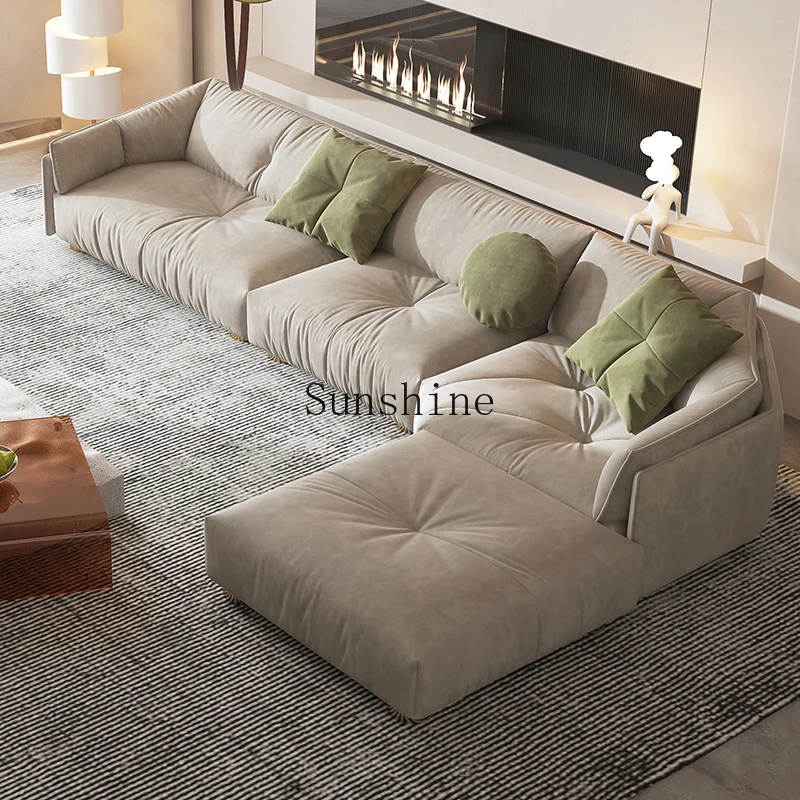 Italian minimalist sofa modern large apartment high-end leave-in fabric sofa living room down