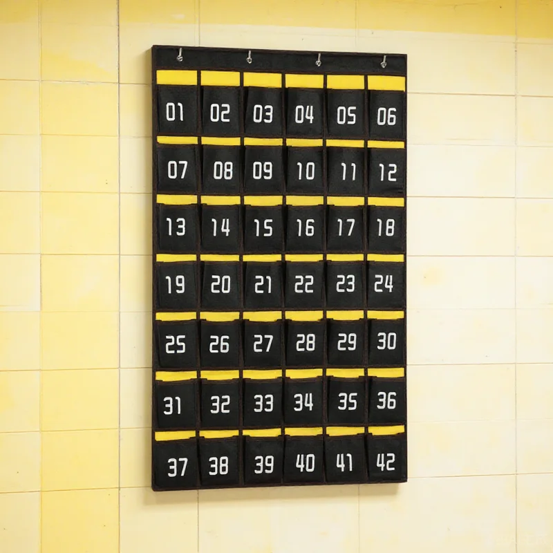 

42 Pockets Cell Phone Wall Mounted Storage Bag Sturdy Fabric Organizer Classroom Office Calculator Holder Numbered Design