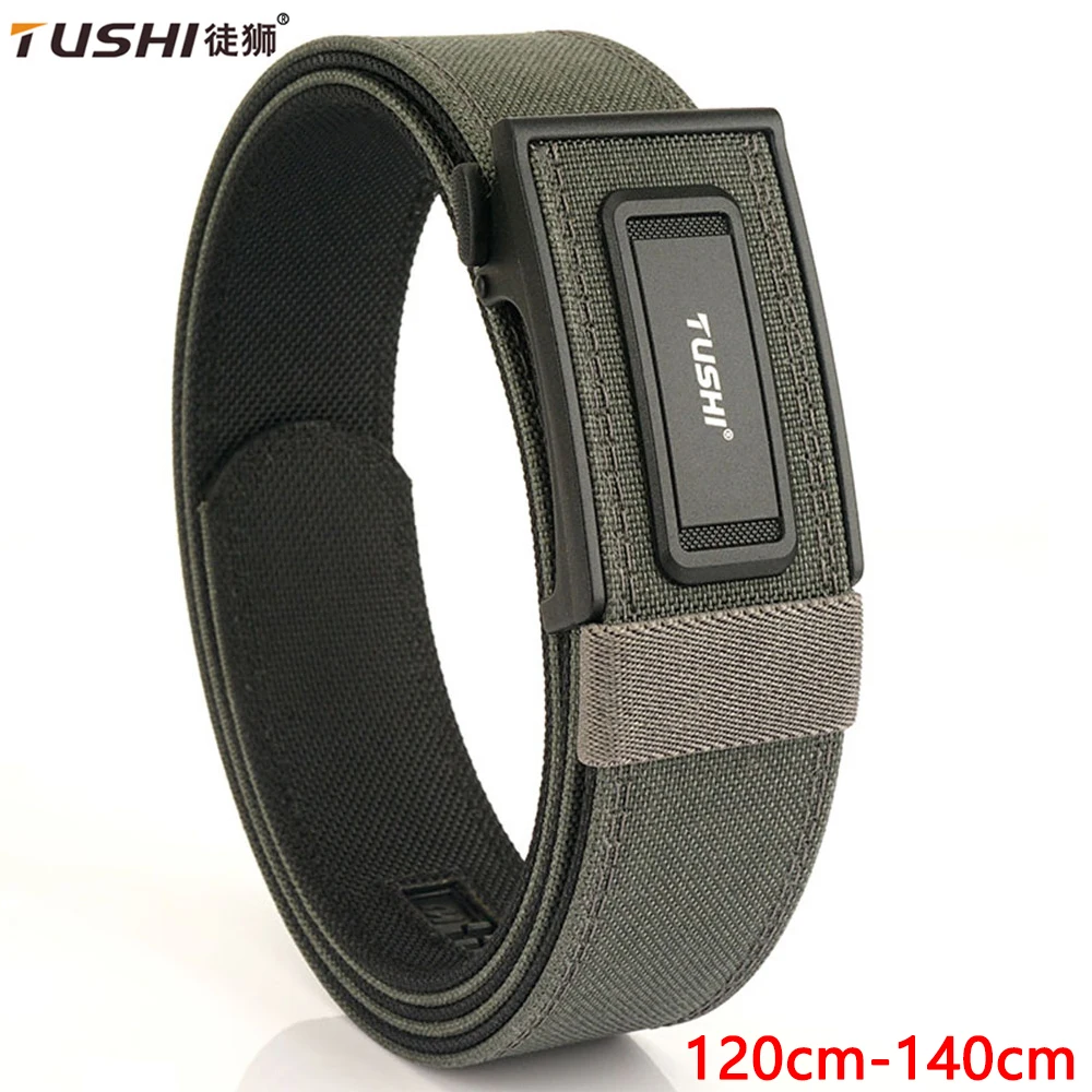 TUSHI Military 140cm Gun Belt for Men Sturdy Nylon Metal Automatic Buckle Police Belt Tactical Outdoor Girdle IPSC Accessories