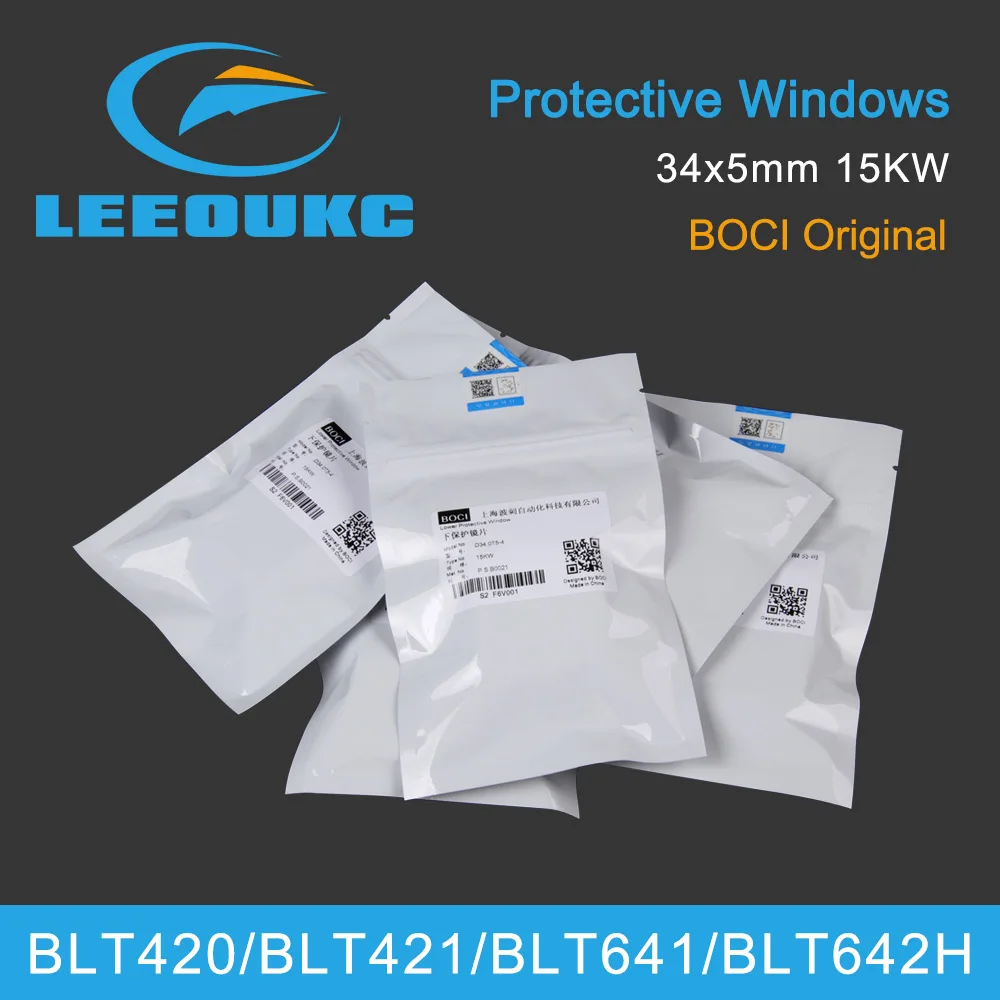 10Pcs/lot BOCI Original Protective Windows 34x5 15KW BLT641 421 831 Tongkuai HAN\'S Fiber Laser Cutting Head Protective Lens