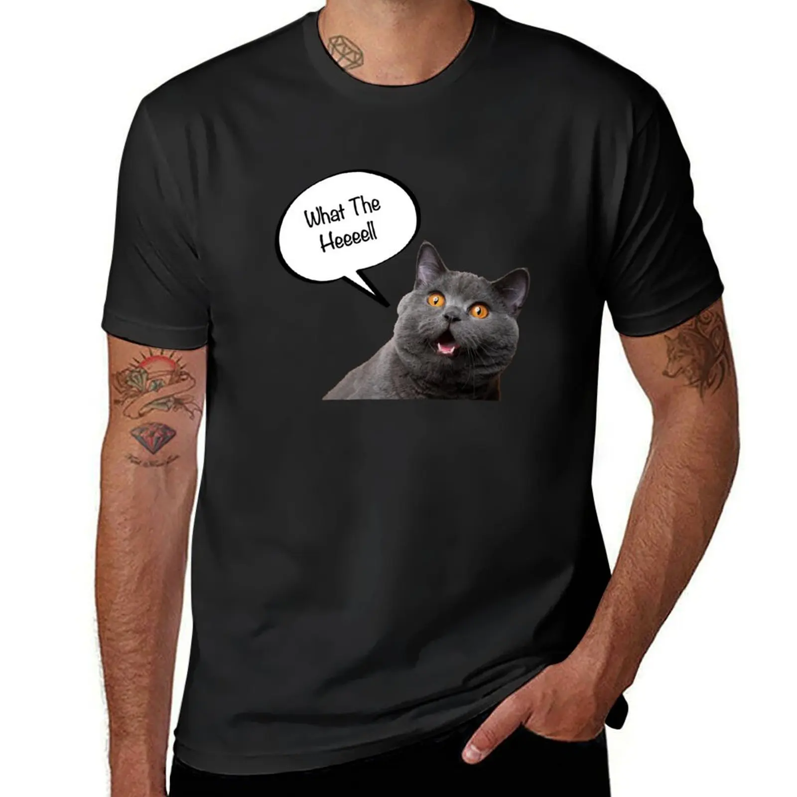 

cat says what th hell T-Shirt anime customizeds anime t shirts vintage anime shirt men clothing