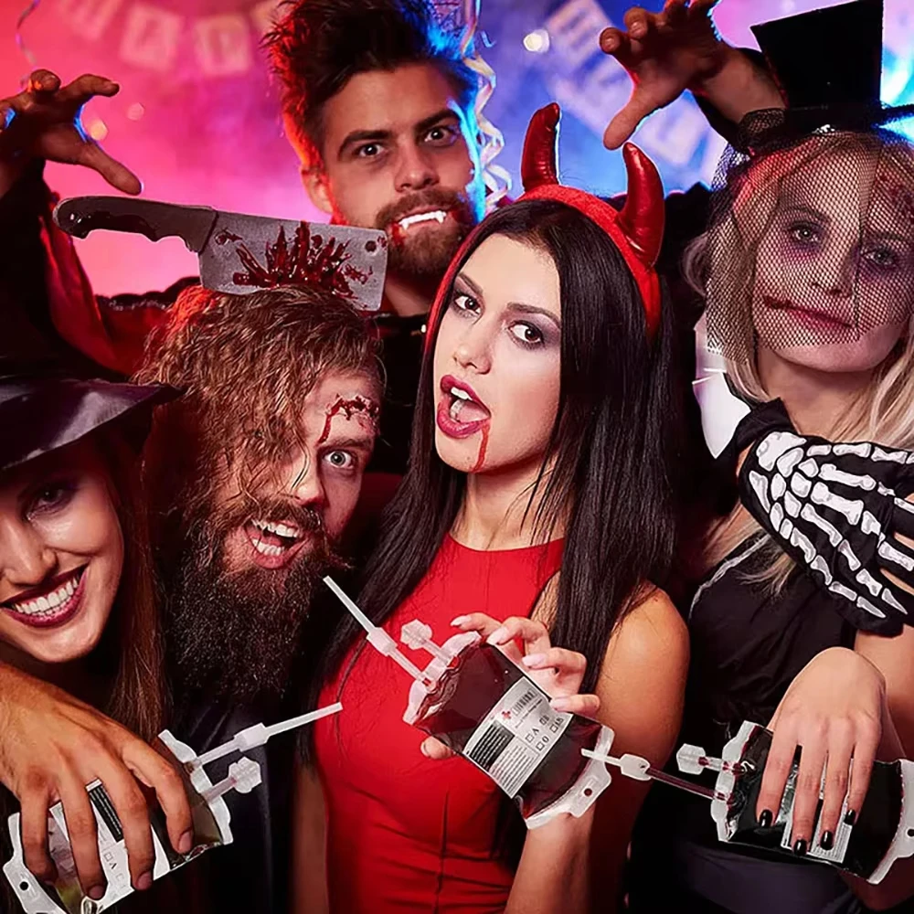 Halloween-Blutbeutel, 350ml Energy-Drink-Beutel, Vampir-Blutbeutel, Trinkbare Blutbeutel, Cosplay-Horror-Requisiten – Detail 2