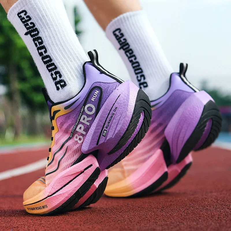 Men\'s Sneakers Carbon Plate Marathon Racing Cushioning Anti-slip Running Shoes Thick-soled Wear-resistant Couple Tennis Shoes