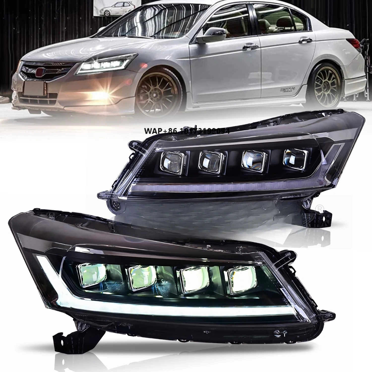 

Car Front Lamps Assembly Accessories 2008-2012 DRL Start up Animation FULL LED Headlights for Accord