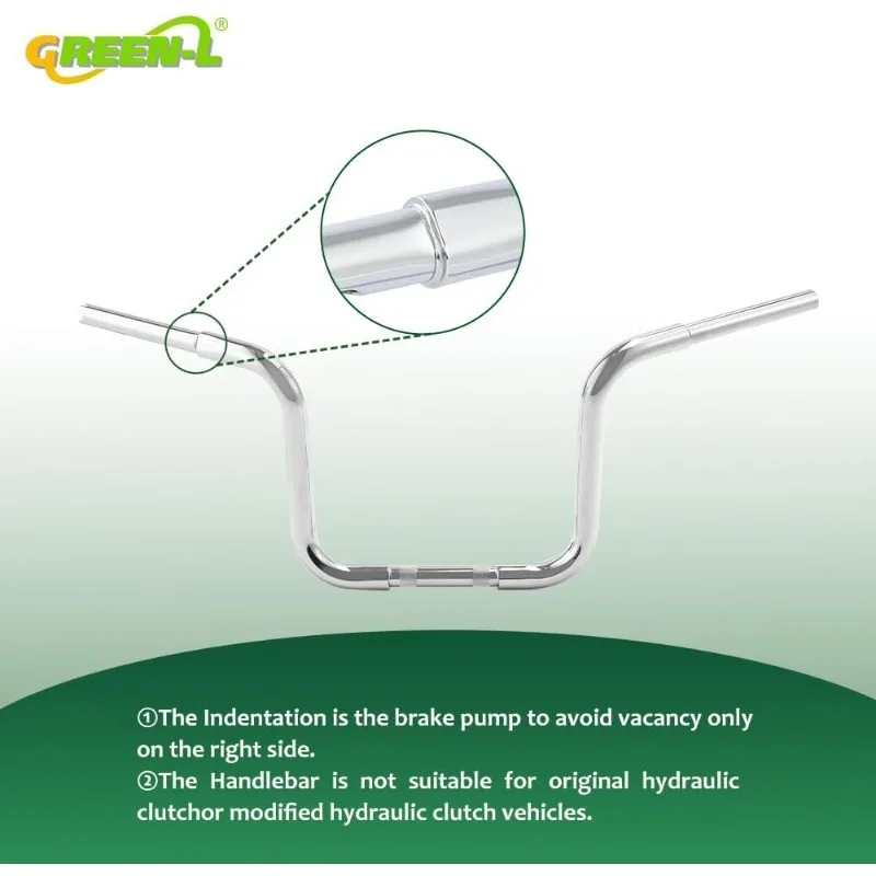 Manillar de motocicleta Green-L, colgador de abeja de 1 1/4" apto para Sportster XL883 XL1200 Softail FLST FXST (estilo A cromado, aumento de 14")