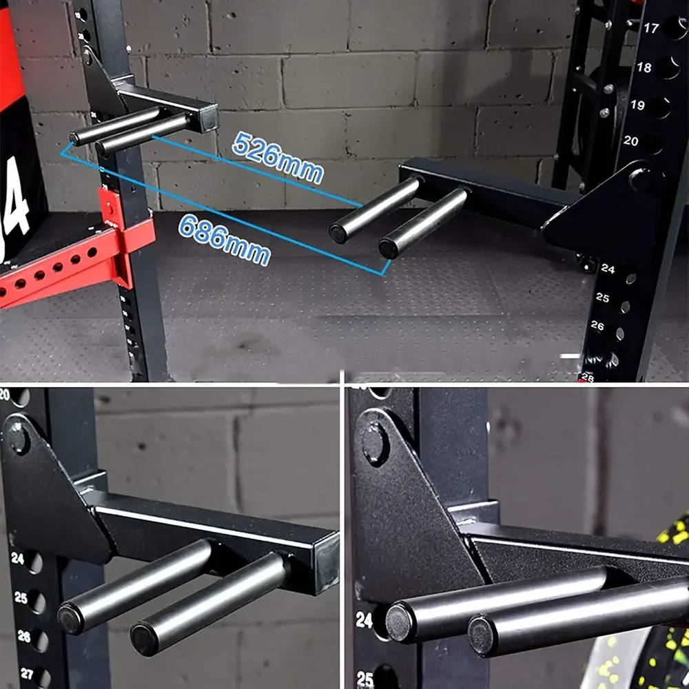 Versatile 3 x 3 Steel Power Cage with Dip Bars, Weight Holders, and T-Bar Row Platform Set