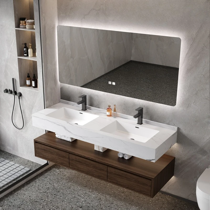 

One hotel wind rock slab seamless hand wash basin bathroom cabinet combination toilet washbasin