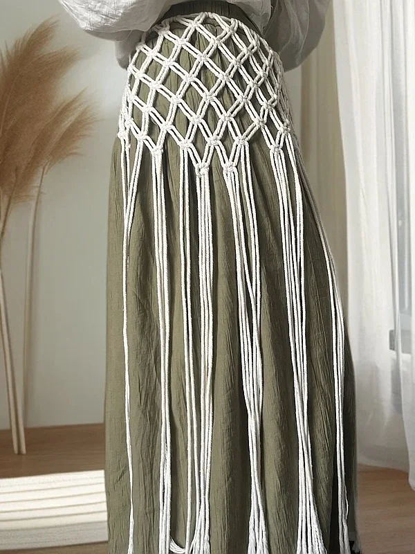 وشاح منسوج جديد لعام 2025 لف الخصر للنساء تنورة بحزام عرقية قديمة أنيقة من Accory Fre تصميم أصلي