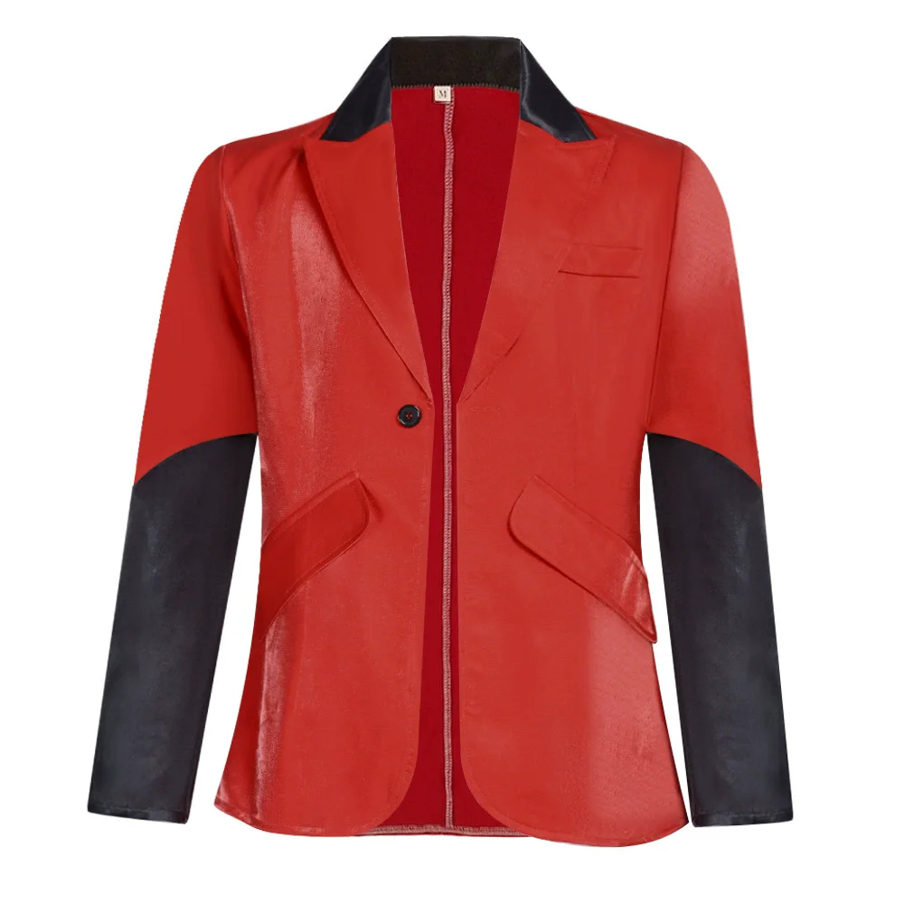 

Костюм для косплея «Призрак» с черепом, красная куртка с черными рукавами, пиджак на Хэллоуин, смокинг, костюм вампира, модная ткань