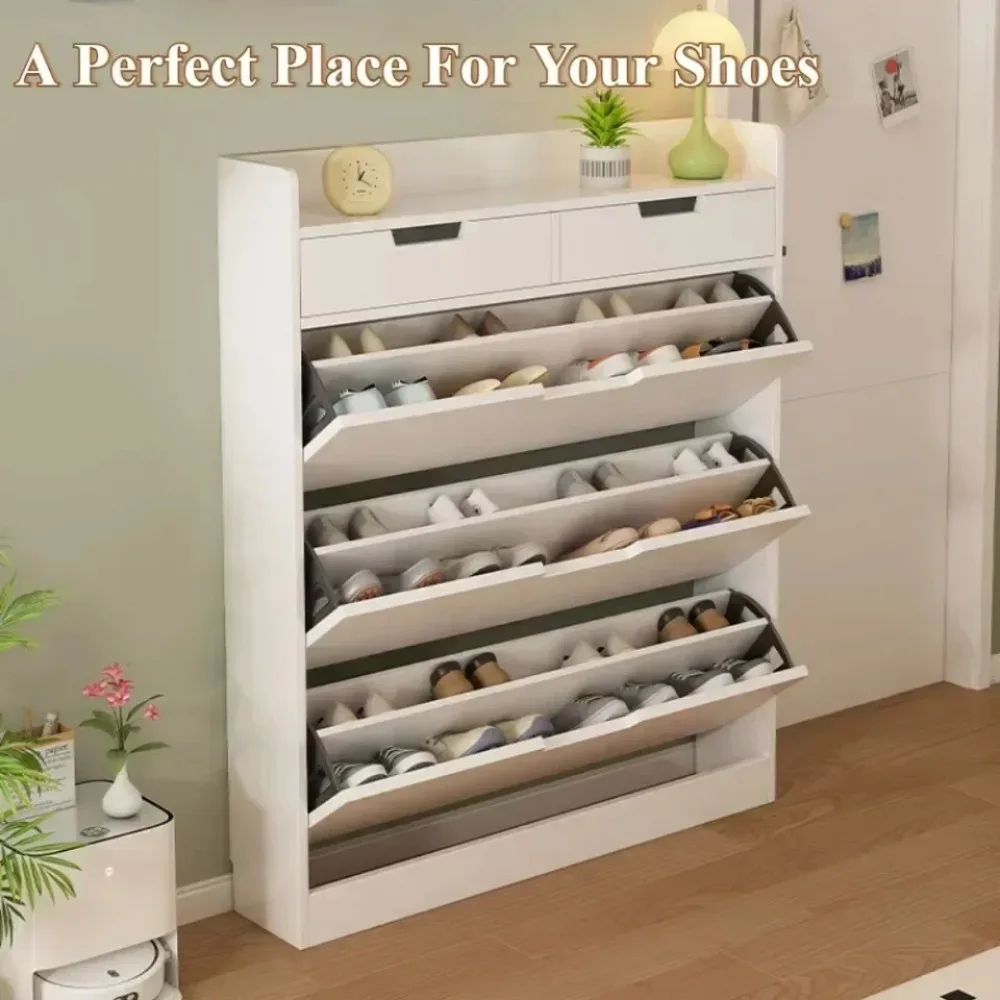 Narrow Shoe Cabinet Wooden Multifunctional Large Capacity Storage Cabinet Simple Shoe Rack Sturdy and Stable Dustproof Shelf