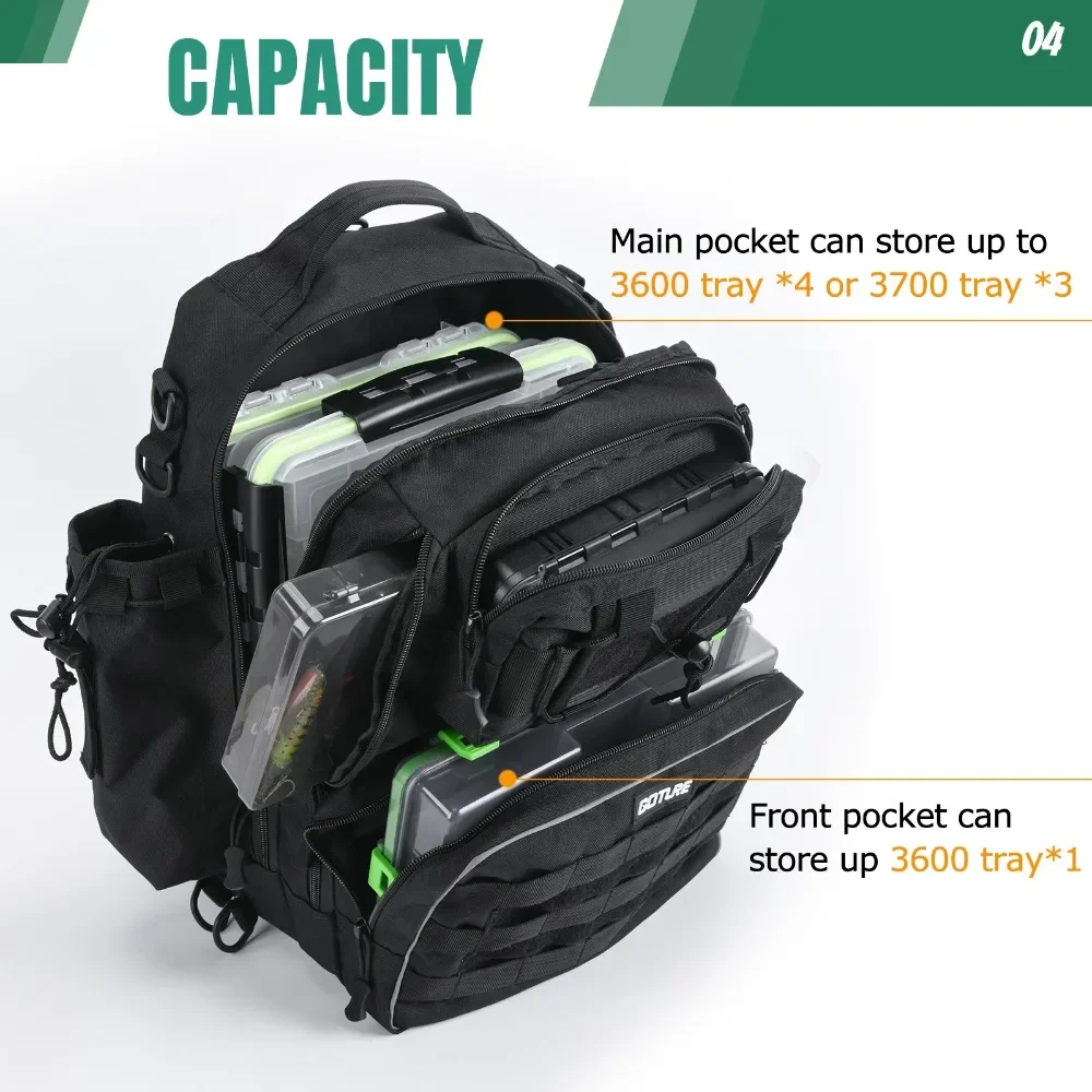 Goture Mochila de pesca impermeable gran capacidad multifunción