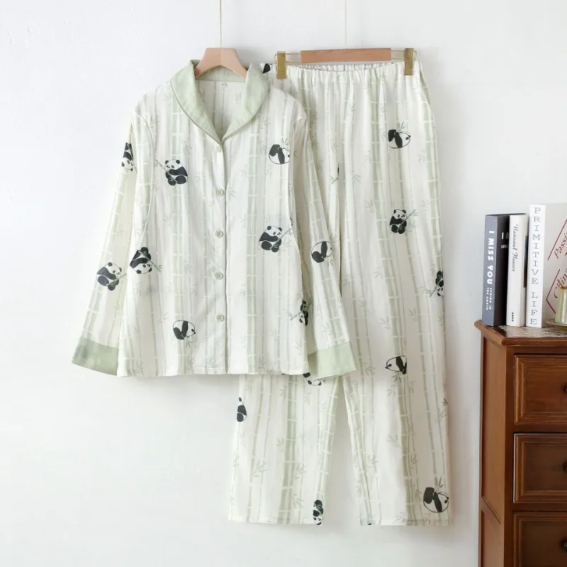 2025 Autumn Cotton Yarn Confinement Clothing Set Long Sleeve Trousers Panda Postpartum Breastfeeding Pajamas for Pregnant Women