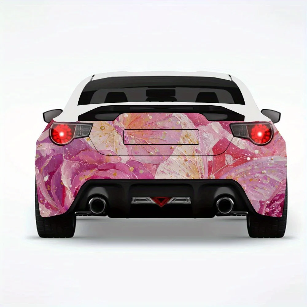 

Pink Butterflies & Rose Car Sticker-Vinyl Decal for Car Rear, Waterproof Self-Adhesive Vinyl Stickers for Vehicle Tail & Bumper,