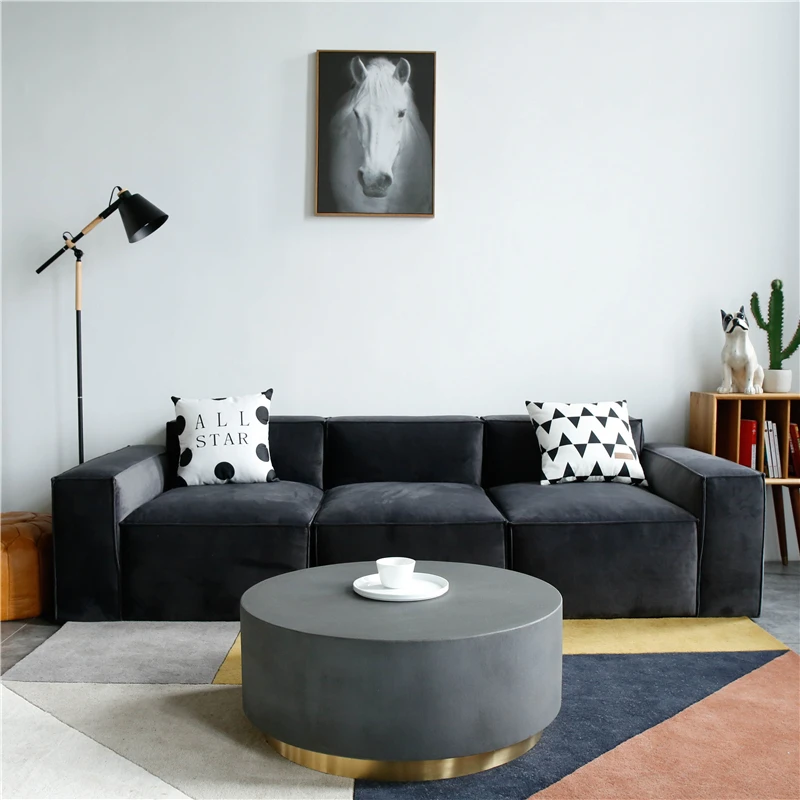 Three-person fabric sofa light luxury simple modern combination