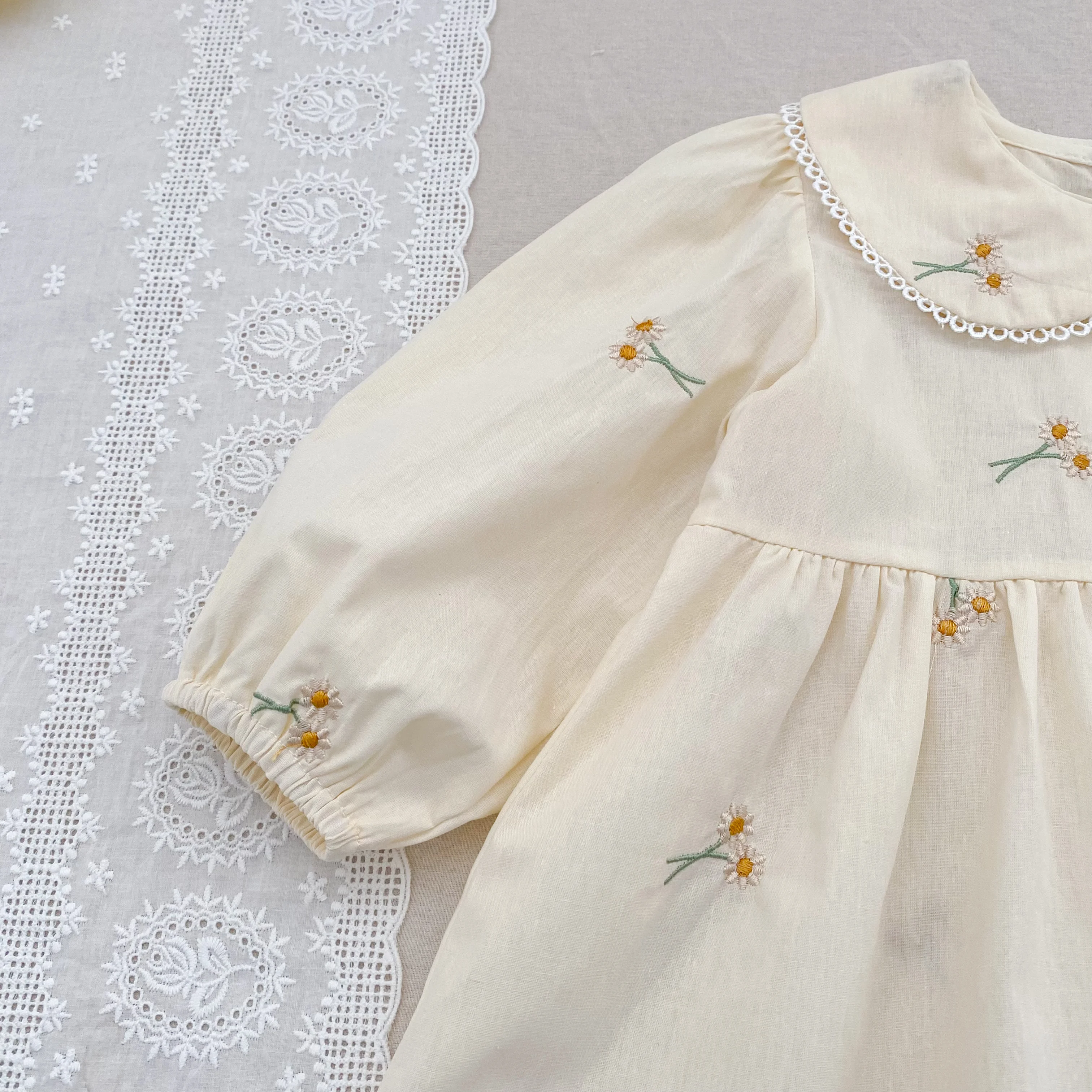 Frühling Kleidung Pastoralen Baby Mädchen Kleid Herbst Stickerei Baumwolle Floral Puppe Kleid Kinder Temperament Prinzessin Mädchen Kleid – Detail 7
