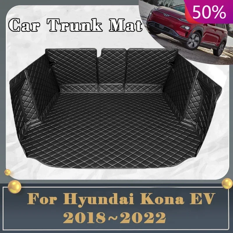 Car Trunk Mat For Hyundai Kona Kauai Electric Kona EV OS 2018~2022 Dirt-resistant Trunk Mat Rear Cargo Tray Car Accessories 2021