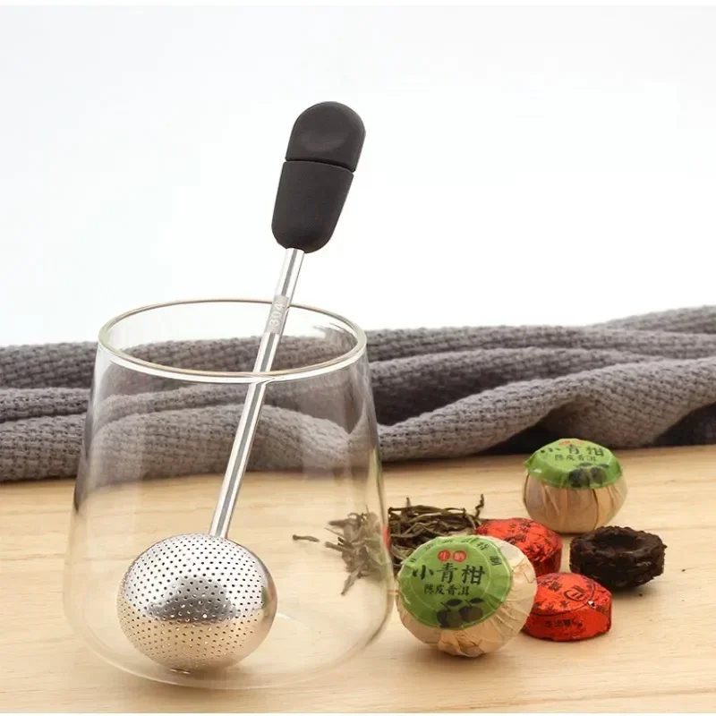 Multifunction Tea Infuser Single-sided Rotating Tea Infuser Ball Tea Filter Mesh with Soft Handle Portable Fine Mesh