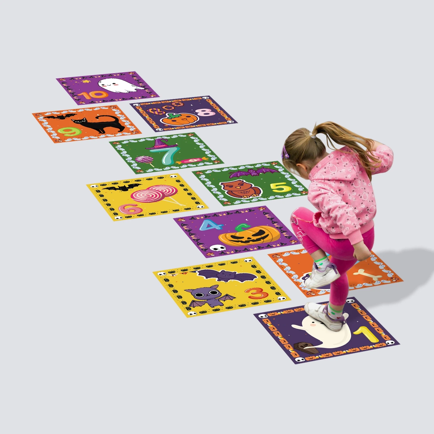 Cartoon digital grid hopscotch game floor stickers parent-child gift home kindergarten living room decoration waterproof removab