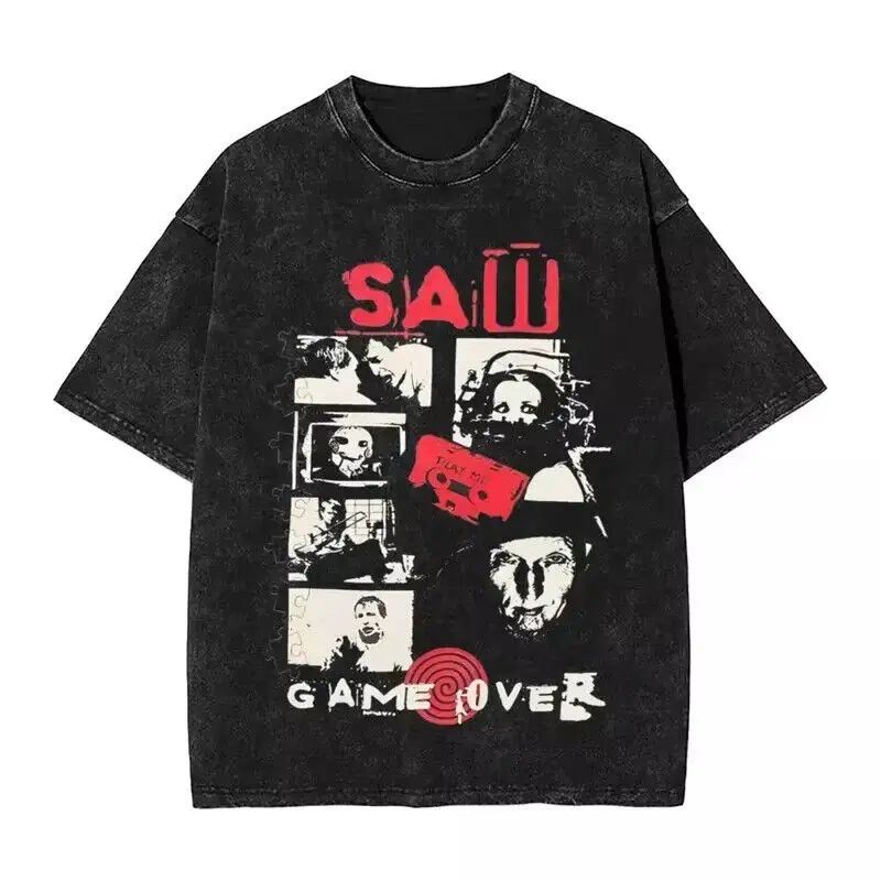 

Saw T-Shirt Horror Movie Graphic Tee Game Over Jigsaw