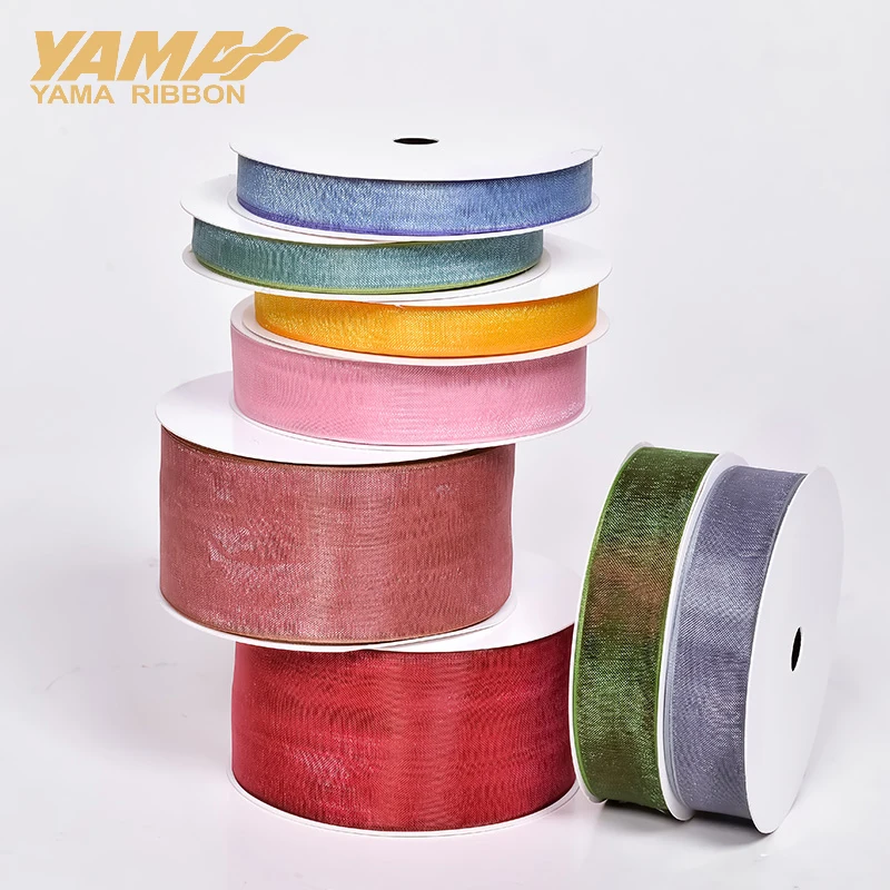 YAMA-Polyester Ombre Organza Ribbon for Crafts, DIY Hair Accessories, Gifts Packaging, Wedding Decoration, 10Yards/Roll, 9mm