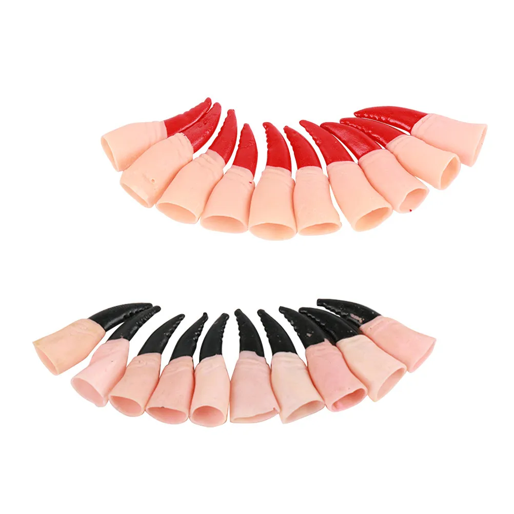 

20Pcs Witch Nails Spooky Realistic Fake Finger Claws Halloween Party Supplies Cosplay Costume Accessories Premium Plastic Skin