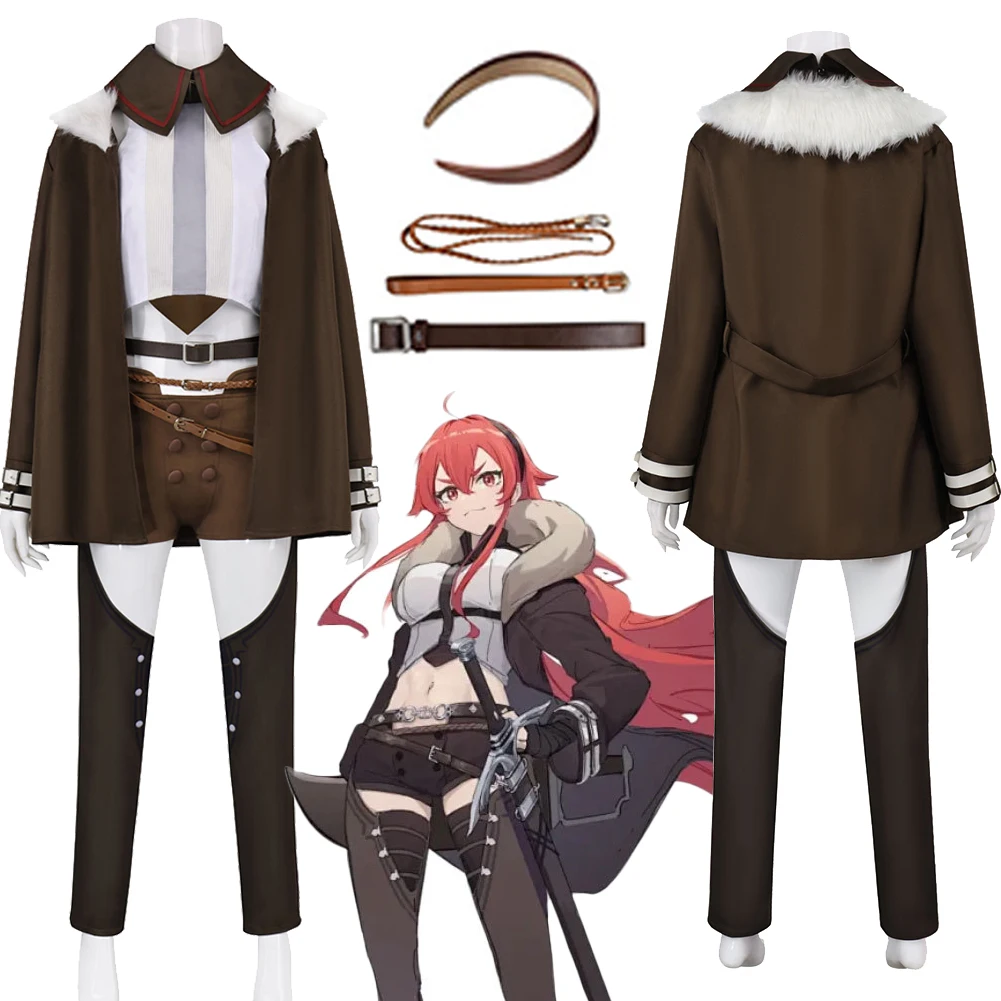 

Eris Greyrat Cosplay Mushoku Role Tensei Brown Coat Clothing Costume Outfits Roleplay Women Uniform Halloween Carnival Party