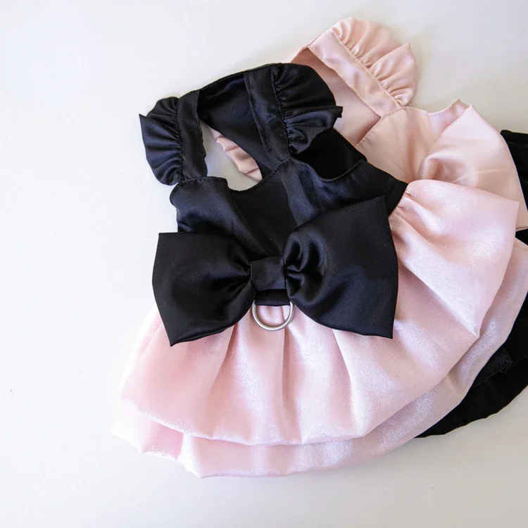 Pet Shiny Yarn Skirt Color Contrasting Bow Skirt Cat and Dog Teddy Dress INS Fashion Pet Clothing Dog Dresses for Small Dogs