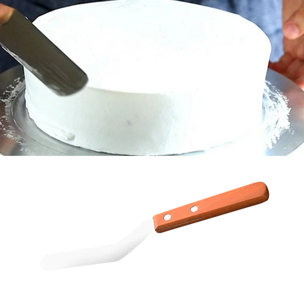 6 Inch Cake Spatula Stainless Steel Offset Spatula Wooden Handle Icing Spatula Cake Decorating Spatula Frosting Spatula Cake